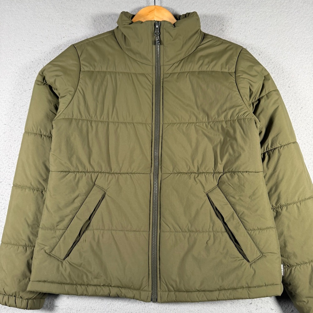 REI Co Op Groundbreaker Puffer Jacket Olive Green Camo Lined Women's Small
